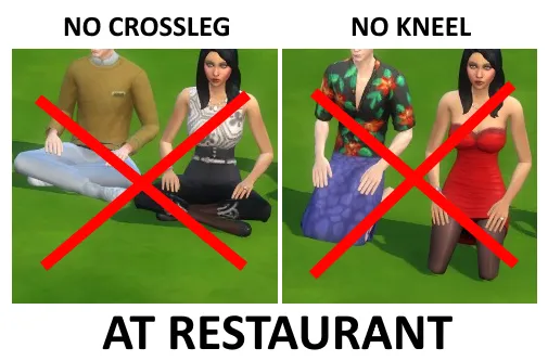 No sitting on the floor while at restaurant